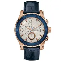 在飛比找蝦皮購物優惠-GUESS 手錶W0673G6 三眼計時錶 皮革錶帶46mm