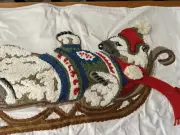 POTTERY BARN ~ EMBROIDERED POLAR BEAR on SLEIGH Lumbar PILLOW COVER