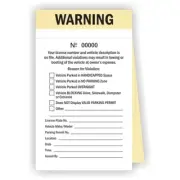 Warning, Parking Violation 2-Part Carbonless, with Numbers -6.25" X 3.75"-PK/50