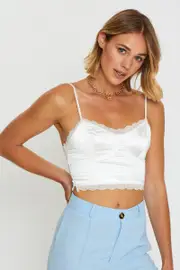 White Cami Top Satin - Size 14, Women's Cami