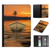 PASSPORT ITINERARY ORGANIZER|SMALL TUG BOAT DINGHY SUNSET
