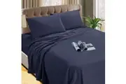 Micro Flannelette Sheet Set 40 cm Wall Denim Single