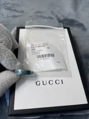 Brand New Gucci Sterling Silver Green Enamel Chain Ring - Size 23 US XL 10.25