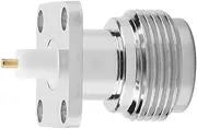 2pcs N Female Jack RF Coaxial Connector with Flange, Copper Material, Easy Installation, Long Service Life, for Radio Frequency Connections
