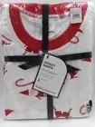 West Elm Adult Modern Smiley Santa Pajama Set Red White Large #9733T