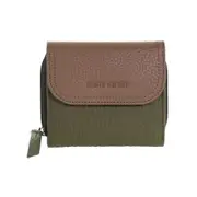 Pierre Cardin Ladies Leather Tri-Fold Tab Wallet - Green-Taupe