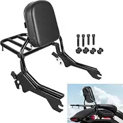 Rear Backrest Sissy Bar Compatible with for Harley Softail Fat Boy FLFB FLFBS Breakout FXBR FXBRS 2018-up Upright Passenger Sissy Bar Backrest (with Luggage Rack)