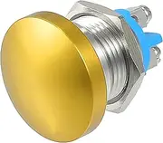 uxcell 16 mm Momentary Push Button Switch Metal Mushroom Head Round Start Button AC/DC 12V-250V Gold Tone