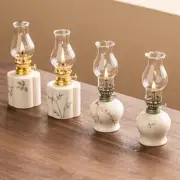 Rustic Oil Lamp Vintage Ceramic Kerosene Lamp LANTERN GLASS CHIMNEY Lighting