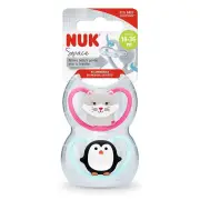 NUK Space Silicone Soother (18-36 Months) X 2 - Assorted Designs