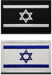[Zcketo] 2 Packs Israel Israeli Flags Patches, Jewish Star of David Tactical Embroidery Patch with Hook and Loop Backing for Hats, Tactical Backpack, Jackets, Clothes Team Military Patch-Black/White