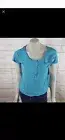 MELROSE MARKET Womens Size Small Top Teal Blue Front Button Hi Lo Hem Pocket