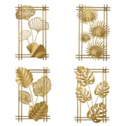 4Pcs Assorted Metal Leaf Hanging Decoration Wall Art Home Ledges-Gold