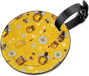 [CWAGFEQZ] 2-Pc Luggage Tags for Suitcases,Travel Tags for Luggage,Honey Cute Bee Daisy