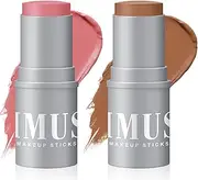 KIMUSE Cream Contour Stick Duo, Cream Blush Stick, Bronzer Shaping Sticks, Creamy & Highly Pigmented, Long Lasting Vegan Face Make Up Sticks