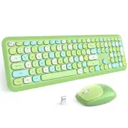 Wireless Keyboard and Mouse Combo, Colorful Full Size Keyboard with Number Pa...