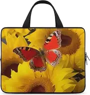Laptop Case Sleeve Shockproof Computer Carrying Bag Yellow Sunflowers with Red Butterfly Laptop Bag Tote Lightweight Notebook Case Cover Traveling Briefcase Handle Bags for Travel Business 17inch