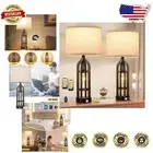 3-Way Dimmable Touch Control Table Lamps Set with USB Ports - Farmhouse Style