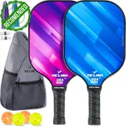 Pickleball Paddles Set of 2 USAPA Approved Carbon Fiber with 4 Balls & Carry Bag