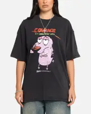 [73 Studio] 73 Studio X Cartoon Network Courage The Cowardly Dog Grail Vintage T-shirt Black Acidwash - Size 3XL 3XL Black Acidwash