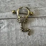 14 Gauge Gold Plated Scorpion Single Nipple Shield Nipple Ring Barbell NEW