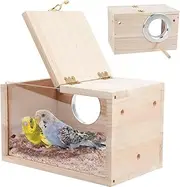 Wooden Parakeet Nesting Box,Outdoor Decorative Bird House,Clear Transparent Bird Cage,Wood Bird Cage Accessories,for Home,Outdoor,Garden,Balcony
