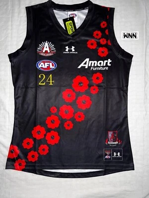 Essendon BOMBERS 2019 ANZAC 24 AFL Jersey / Guernsey *Small* QLD Seller