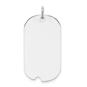 Sterling Silver Rhod-Plate Eng. Dog Tag Polish Front/Satin Back Disc Charm
