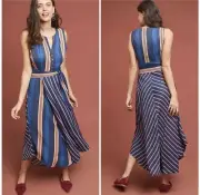 NWT Anthropologie Maeve Atalanta Mixed Print Midi Dress in Size L