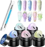 3D Molding Gel for Nails | 5 Colors Nail Designs Extension Gel,Non-Stick Manicure Set with Carving Pen for Molding, Building, Painting, Gems Decoration