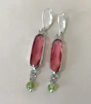 Garnet Quartz Peridot Sterling Silver Sundance charm earrings Artisan Jewelry