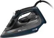 Braun TexStyle 9 SI9684DB, Steam Iron with FreeGlide 3D SuperCeramic Plate, Precision Tip, Vertical Iron, Anti-Drip Function, 330ml Tank, 260g/min Steam, 3200W, Blue