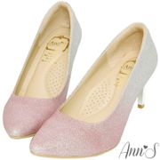 Ann’S高雅華麗-漸層色調電鍍鞋跟尖頭高跟鞋-粉