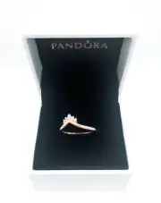 New Authentic PANDORA Rose 14K Gold Tiara Wishbone Stackable Ring 188282CZ