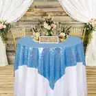 Small Tablecloth Square-Inch Sequin Tablecloth Glitter Table 36x36 Baby Blue