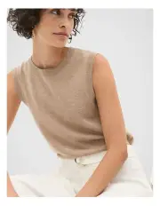 [Seed Heritage] Cashmere Knit Vest in Cookie Marle