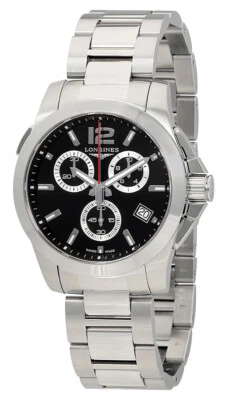 Longines Conquest Chronograph Steel Date Divers Quartz Mens Watch L3.702.4.56.6