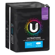 U By Kotex 14 Pack Ultrathin Regular Pads with Wings