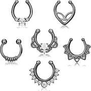[JOERICA] Faux Septum Rings for Women Men Fake Nose Rings Hoop Clip On Lip Ear Nose Septum Hanger Jewelry Non-Pierced