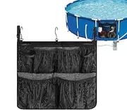 Pool Organization and Storage - Poolside Basket with Hooks Mesh Organizer - Multipurpose Pool Bag Mesh Pocket for Home Camping Beach Parties