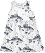 [Caihoyu] Girls Sleeveless Dresses Toddler Kids Soft Midi Dress Summer Active Playwear, Multicolor11, 8 Years
