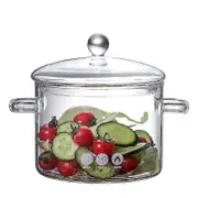 Glass Pots With Cover, 1.7 Liter Glass Stovetop Pot Heat-resistant Stovetop Pot And Pan With Lid, The Best Handmade Glass Cookware Set Cooktop Safe Fo