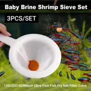 3x Aquarium Shrimp Net Filter Sieve 100 200 400 Mesh Fish Fry Eggs Hatchery Tool