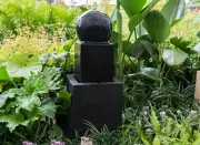 GRC Outdoor Garden Patio Water Feature Arian Cascade Ball Fountain Black