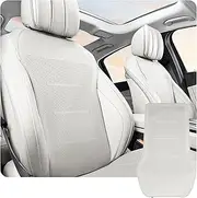 ontto Leather Car Seat Cushion fit for BMW X1 X3 X5 X6 X7 1 3 5 6 7 Series E46 G20 G30 G11 F15 F16 F48 F30 E92 Driver Seat Vehicle Front Rear Cover Non Slip Breathable Summer Protector-White
