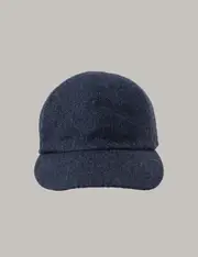 Hawes & Curtis Navy Herringbone Lambswool Cap Size: One Size