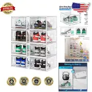 8-Pack Thickened Sturdy Stackable Shoe Storage Boxes with Magnetic Closure - ...