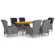 7 Piece Garden Dining Set Light Gray