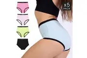 Womens High Waisted Panties Full Brief 5 Mix Colour Pack