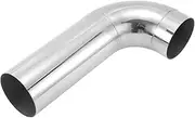 X AUTOHAUX 3.5" OD 90 Degree Mandrel Bend Elbow T304 Stainless Steel Exhaust Tube Pipe Piping Surface Polishing Silver Tone